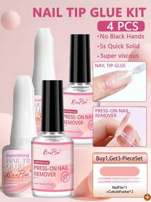 强力美甲胶水+卸甲水套装，适用于亚克力指甲、凝胶指甲、假指甲，沙龙级刷涂式美甲胶水，易于涂抹，持久耐用，DIY - 1 Set - 查看 11