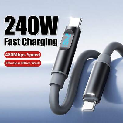 Fast Charging Data Cable With Real-Time Digital Display, Compatible With Samsung S24, S23, S21, Mi 13, And Also Suitable For IPhone Series Devices Charging