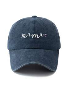 MAKEFGE 1pc Women's Embroidered Fashion "MAMA" Letter Mini Adjustable Size Sun Protection Outdoor Casual Baseball Cap, Suitable For Daily Matching - 1 Piece Of Love - View 2