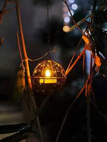 1/2/4个装防水户外太阳能吊灯，带太阳能闪烁茶蜡，可充电吊灯，铜线珠串，配有太阳能茶蜡灯座，适用于庭院、花园、后院、围栏、凉亭、树木等场所。 - 棕色 - 查看 2