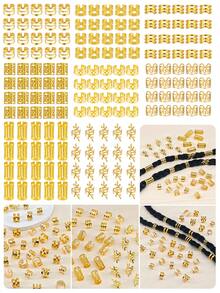 220pcs Multi-Shape Hair Rings Collection - Versatile Adjustable Alloy Hair Cuffs, Boho Hair Jewelry For Men & Women's Dreadlocks & Braids - Gold - View 3