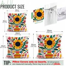 Bộ 4 vỏ gối nhung in hình hoa hướng dương và xương rồng, 100% polyester, trang trí phòng khách, sofa, phòng ngủ, kích thước 40x40cm/45x45cm/50x50cm, không kèm ruột gối. - Nhiều màu 03 - Xem 3