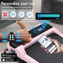 BLACK LORD Walking Pad, Treadmill For Home, LED Display, Running Machine With 2-Level Incline, 140KG Capacity, No Assembly - Pink - View 3