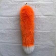 1 Extra-Large Fox Tail Pendant Keychain| Handbag, Tote Bag, Crossbody Bag Accessory - Car Keychain Cos Tail Ender, Made Of Zinc Alloy - 黑狐 - 查看 11