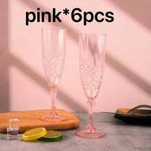 3pcs 8oz Pink Rhombus Pattern Champagne Flutes, Durable Shatterproof Reusable Stemware Glasses For Events, Parties, Hotels, Bars, Restaurants, Weddings, Anniversaries, Holidays (Halloween, Easter, Mother's Day, Father's Day, Valentine's Day, Independence Day, Labor Day) - For Whiskey, Margarita, Vodka, Gin, Soda, Juice, Beverages, Ice Water - Multicolor - View 11