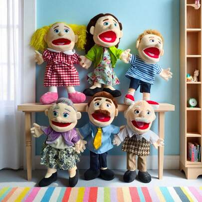 Storytelling Family Hand Puppets, Soft Plush Interactive Role Play Hand Puppets For Children, Movable Mouth Character Hand Puppets, Family Early Education Full Body Hand Puppets, Parent-Child Game Role Play, Children's Surprise Gift