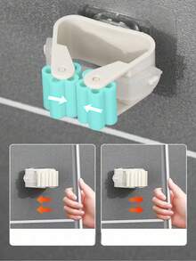 Wall Mounted Mop Holder Hook, No Drill Adhesive Broom Organizer Hanger, Bathroom Storage Clip - A - View 4