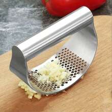 1pc Stainless Steel Garlic Press, Washable Garlic Crusher, Kitchen Garlic Chopper, Masher, Non-Electric, Food Supply Equipment, Industrial Kitchen Gadgets - Silver - View 2