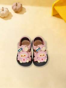 可爱水钻蝴蝶结露趾女童凉鞋，透气沙滩度假鞋 - 粉色 - 查看 3