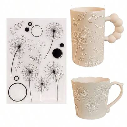 Dandelion Embossed Texture Stamp, Ceramic Art Cup/Jar/Plate DIY Tool, Soft Clay Sculpture Creative Gift, Reusable Pressing Mold