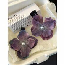 1/2/4/6个装女士夏威夷海滩花朵发夹，人造花朵和珍珠双层刘海侧夹，适合婚礼、海滩派对、休闲场合 - 彩色 - 查看 9