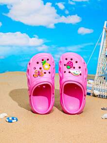 Tamancos de Madeira Respiráveis para Crianças, EVA Leve Antiderrapante, Decorados com Elementos Fofos de Girassol e Borboleta, Design Slip-On para Fácil Uso, Presente de Verão Ideal - Rosa chiclete - Visão 5
