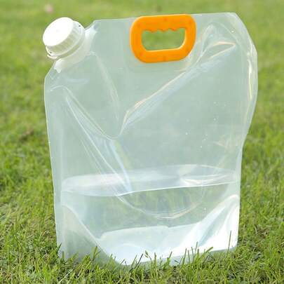 8个装可折叠水容器，1.3加仑/5升便携式储水袋，适用于露营、徒步旅行、房车旅行、紧急情况 - 防漏，可冷冻