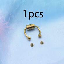 1 pieza Anillo de nariz en forma de herradura de acero de titanio, color oro rosa/plata/oro, sin necesidad de perforación, joyería de perforación corporal - Multicolor - Ver 8