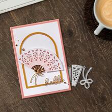 Creative Folding Fan Dies, DIY Scrapbooking Album And Embossing Stencil, Greeting Card Making Tool, Card Paper Cutting Crafts ,Gift Card Making Template Die Cuts. - Silver - View 5