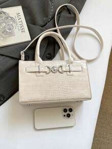 Retro Small Square Bag. New Women's Bag. Fashion Crocodile Pattern Minimalist Handbag. Shoulder Crossbody Bag - Multicolor - View 5