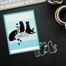 Kreativa kattstansar, gör-det-själv-scrapbookingalbum och präglingsschabloner, verktyg för att göra gratulationskort, pappersskärningspyssel för kort, mallar för att göra presentkort. - silver - Visa 3