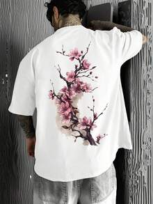 男士圆领短袖字母印花休闲T恤 - 白色 - 查看 1