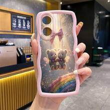 1pc Swing Bear Wing Shockproof Wavy Phone Case, UV Printed Suitable For Galaxy/MOTO/ Android Models - Pink - View 3