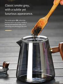 1 Set Wooden Handle Glass Teapot, Teacup And Tea Set, Heat-Resistant Glass Teapot, Elegant Glass Lining Cup, Suitable Slouchy Tea Strainer, Outdoor Luxury High-End Tea Set - Multicolor - View 7