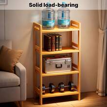LOVEWE 4-Tier Bamboo Storage Shelf Unit) Multifunctional, Anti-Wobble, Bathroom/Bedroom/Kitchen (Space-Saving Design - 4 Layers - View 2