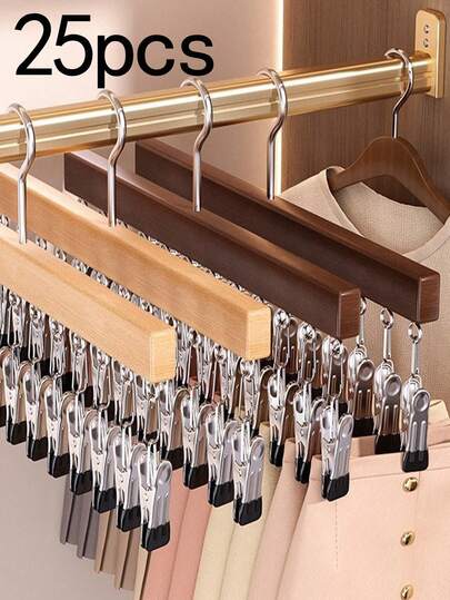 1/2/4pcs Pants Hangers With Clips, Designed For Wardrobe, Can Hang 12 Pants/Jeans/Hats/Shorts/Socks, Space Saving. Suitable For Wardrobe Hooks, Wardrobe Organization Solutions, Wardrobe Space Saving, Multi-Piece Hooks, Space