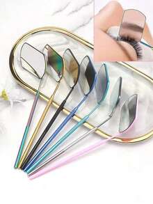 1 pieza Espejo para extensión de pestañas, Espejo de inspección de pestañas multifuncional de acero inoxidable, Herramienta de maquillaje y belleza - Herramienta para extensión de pestañas - Espejo para técnico de pestañas - Multicolor - Ver 1