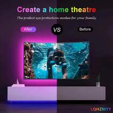 LQHZMYY 1条USB供电变色霓虹LED灯带 - 多色、声控、可调光、IP65防水、遥控、DIY、DC5V,适用于情人节、电影主题、派对、送给女朋友/朋友的礼物,营造缤纷派对氛围。 - RGB - 查看 3