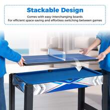 COSTWAY 6-In-1 Multi Game Table, Combo Game Table Set With Air Hockey, Table Tennis, Basketball, Billiards, Shuffleboard &Amp; Bowling, Complete Accessories Included, Blue - Blue - View 5