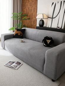 1件纯色提花弹力沙发套，防水面料，适用于客厅、卧室、餐厅、户外，适合1/2/3/4人沙发，带防滑条，可水洗，四季皆宜的ins风设计。 - 深灰色 - 查看 5