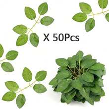 100pcs/50pcs/10pcs Artificial Rose Leaves Decor, Green Faux Silk Rose Leaves Wholesale For DIY Wedding Birthday Party Bouquet Centerpiece Home Decoration Rose Garland Wreath Supplies - Green - View 7