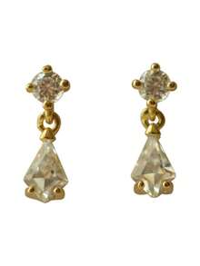 一对S925纯银几何立方氧化锆耳钉，简约百搭饰品，适合作为开学、毕业、友谊礼物 - 幾何1 - 查看 5