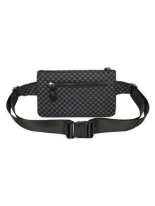 TIANDINGYU 时尚PU斜挎胸包，奢华字母图案跑步腰包，双隔层运动胸包，简约街头风百搭腰包 - 彩色 - 查看 11