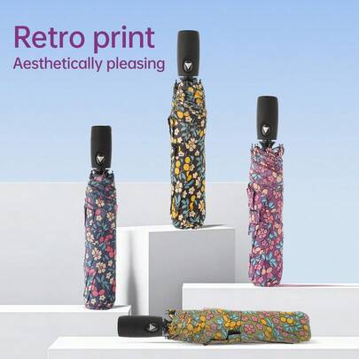 1pc Spring Cherry Blossom 3-Fold Umbrella, 4 Colors Available, Ditsy Floral, Lightweight Portable Commuter Fashion Dual-Use Umbrella (Color May Vary Randomly And May Include Duplicates, Not Suitable For Those Who Need A Specific Color),Mother's Day Gift,Bedroom Decor,Garden,Kitchen Decor,Summer,Beach,Travel Essentials,Room Decor,Squishy,Graduation