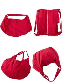 Bolso de hombro de unicolor de gran capacidad y estilo minimalista, bolso cruzado unisex de alta gama en color rojo, bolso de tela de nailon resistente al agua, mochila casual y versátil, adecuado para trabajo, estudio y viaje - Rojo - Ver 9