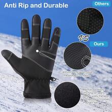Guantes cálidos de invierno, con visualización táctil, para clima frío, resistentes al viento, antideslizantes, para ciclismo, correr, esquí, senderismo, escalada, hombres y mujeres - Negro - - Ver 3