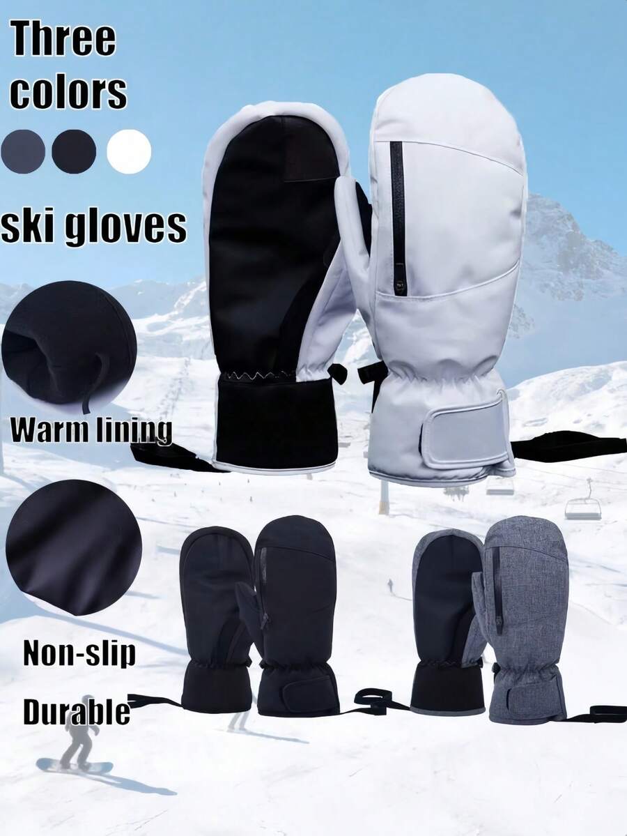 1 双男女通用冬季手套,加厚防风防水保暖雪地手套,征服雪地装备,冬季保暖抓握 - 专业运动防寒触屏设计,三层抓绒加厚手指,弹性袖口,可调节腕带带挂绳设计,男女皆宜 - 滑雪、骑行、登山 - 加厚款 - 查看 1