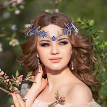 月亮花仙子皇冠 - 文艺复兴集市森林皇冠花卉头饰森林精灵头饰精灵头环女士文艺复兴配饰文艺复兴集市万圣节角色扮演摄影，夏季服装 - 彩色 - 查看 10