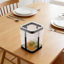 Japanese Style Desktop Trash Can, Mini Household Kitchen/Living Room Countertop Garbage Holder, Flip-Top Desk Trash Bin - B - View 4