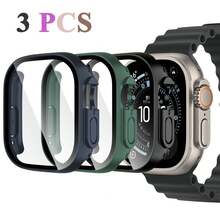 [3 Packs Or 1pc] Case Compatible With Apple Watch Case Series SE Ultra 11/10/9/8/7/6/5/4/3/2/1 38MM 42mm 46mm 45mm 44mm 40mm 41mm 49MM With Tempered Glass Screen Protector,Hard PC Protective Bumper And Ultra-Thin Face Cover Compatible With Iwatch Series SE Ultra 11/10/9/8/7/6/5/4/3/2/1 - Tempered Glass Film - View 48