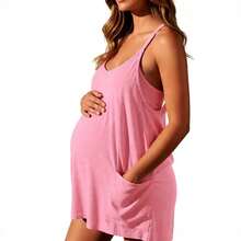 Maternity Dress Women's Workout Dress Suit - Fitness Casual Mini Dress With Built-In Shorts, Sleeveless Style And Spaghetti Straps For Golf And Athletic Activities Maternity Clothes Khaki Dress,Fall Summer Short Dress,Fall Women Outfits,Office Wear,Work Women Dresses,Homecoming ,Teacher Clothes(Breathable, Comfortable, Stylish) - Hồng - Xem 2