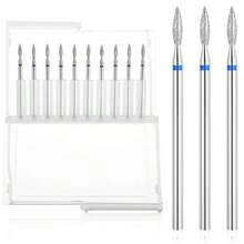 10pcs Cuticle Drill Bit,Nail Drill Bits Flame Cuticle Clean Drill Bit For 3/32''Electric Nail File Machine Cuticle Bit Nail Prep Tool - Blue - View 2