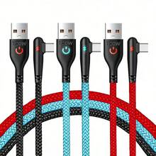 [Hot Selling New] Tzlrxl USB-C Nylon Braided Fast Charging Data Cable, Compatible With Samsung, And Other Devices, Supports Data Transfer, Matte Surface, Type-C Fast Charging Cable, Adopts Right-Angle USB To USB-C Design - Multicolor - View 4