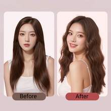 40毫米卷发棒/波浪卷发器 - 沙滩波浪卷发棒，深波浪卷发工具，陶瓷三筒设计，四档温度调节，女士适用，防烫伤，易于使用，非常适合作为母亲节礼物，完美的母亲节礼物，米色、粉色和紫色 - 彩色 - 查看 6