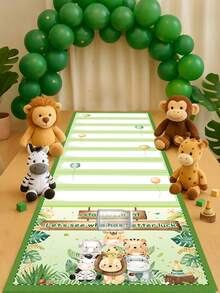 1 Stück Dschungel Tier Rollenspiel Punktestand Rolle, Löwe & Tiger & Nilpferd & Giraffe Muster interessante Tischdekor, geeignet für Baby Shower Party, Dschungel Tier Party, 1. Geburtstags Party Dekoration, Party Zubehör, Gender Reveal Party, Bridal-Shower Dekoration, Familien Spielrolle, Baby Shower Zubehör, Raumdekoration, Heimdekoration, Geburtstagsgeschenk, Party Favors - Dschungeltiere - Übersicht 4
