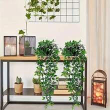 2株仿真植物，悬挂式曼陀罗绿植，适用于浴室、客厅、家居装饰、婚礼生日装饰、庭院、办公桌架装饰、室内外装饰，不含花盆。 - 彩色 - 查看 2