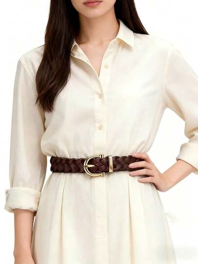 1 cái/3 cái Thắt lưng nữ kiểu cổ điển, bện, không lỗ, thích hợp cho quần jean hoặc váy