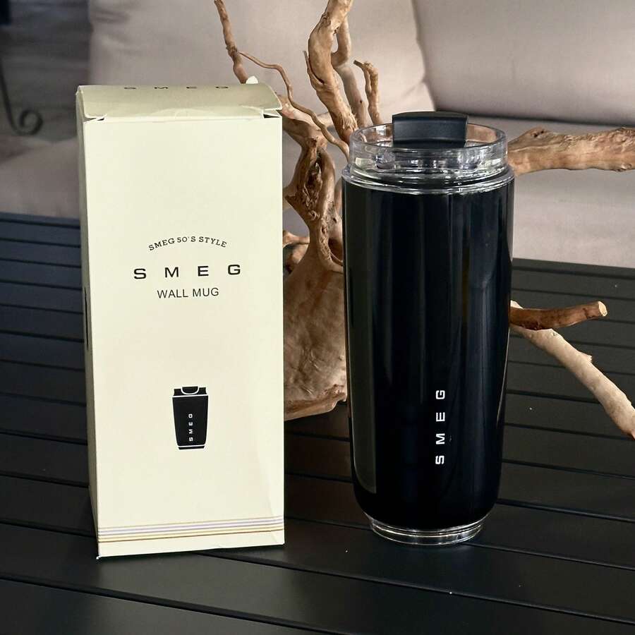 420ml Smeg Coffee Mug Stainless Steel Travel Water Bottle Insulated Cup 4 Colors - 黑色-420ml - 查看 1