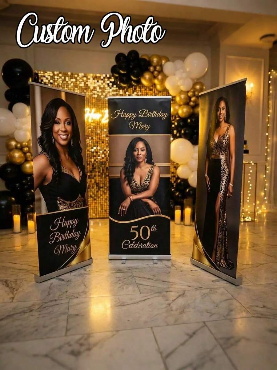 1 pieza - Pancarta personalizada, pancarta de tela de poliéster con foto personalizada. Póster de texto de foto de boda personalizado, póster de graduación de lienzo sin marco personalizado, cartel de bienvenida de boda, póster de fiesta de cumpleaños personalizado, plantilla de cartel de bienvenida de boda - Multicolor - Ver 1