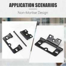 2PCS Non - Mortise Hinges 3 Inch Black Door Hinges With Mounting Screws, Chest Hinges Heavy Duty Bifold Door Hinges Iron Cabinet Hinges, Precision Butt Hinge Furniture Cupboard - 2 Pieces + Black - View 3